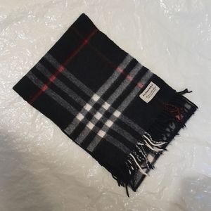 Burberry Navy The Check 100% Cashmere Fringe Scarf Unisex Men Women Classic